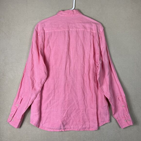 Tommy Bahama Shirt Adult Large Pink Linen‎ Hawaiian Pocket Beach Mens - Picture 12 of 13